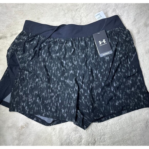 Under Armour Men's XL UA Launch Elite 5'' Print Shorts 1377002 Black grey NEW - Picture 9 of 13